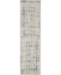 Nourison Home Rustic Textures RUS06 Ivory and Blue 2'2" x 7'6" Runner Rug