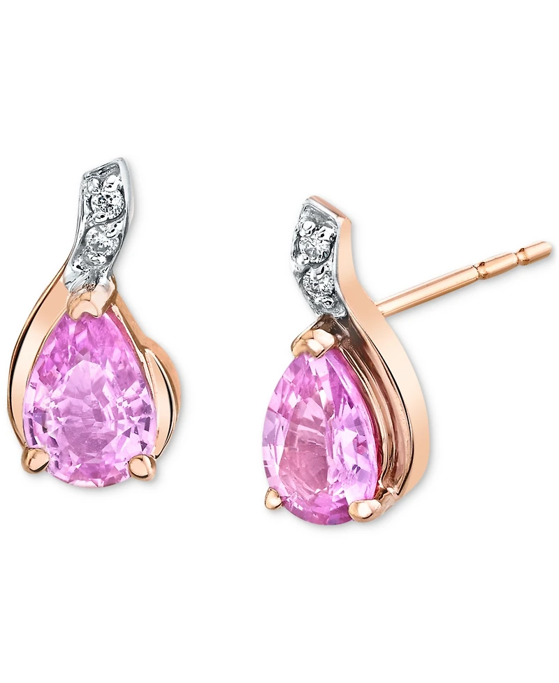 Pink Sapphire (1 ct. t.w.) & Diamond Accent Stud Earrings in 14k Rose Gold