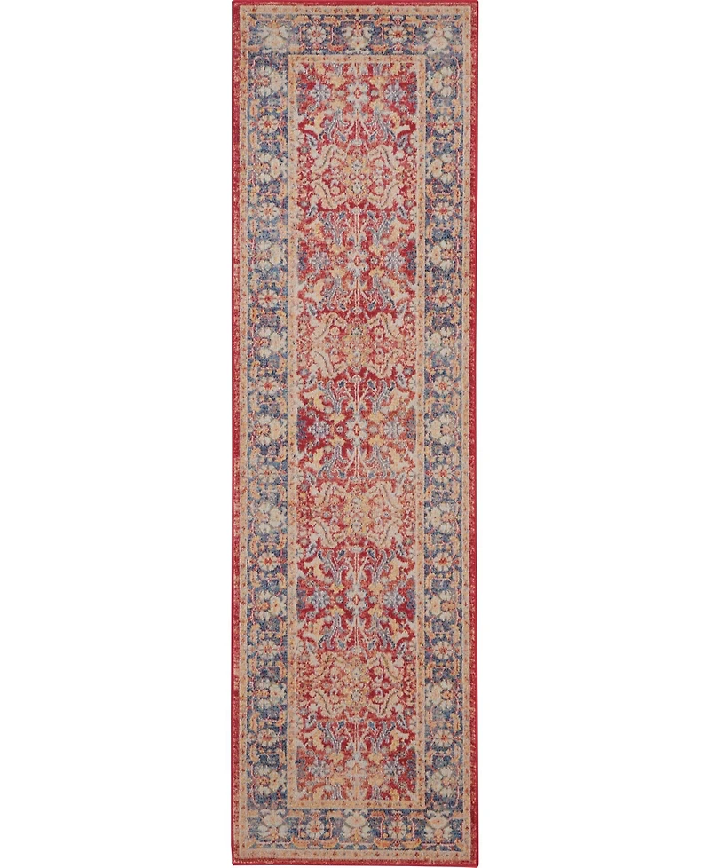Nourison Home Ankara Global ANR02 Red 2'4" x 8' Runner Rug