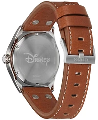 Disney by Citizen Mickey Aviator Brown Leather Strap Watch 40mm