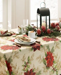 Elrene Festive Poinsettia Holiday Cloth Napkins, Set of 4