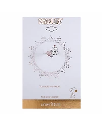 Peanuts Snoopy and Pave Crystal Heart Bypass Ring