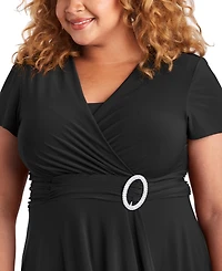 R & M Richards Plus Size Cascade Dress