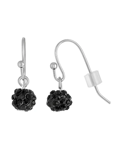 2028 Silver-Tone Jet Pave 6mm Drop Earrings