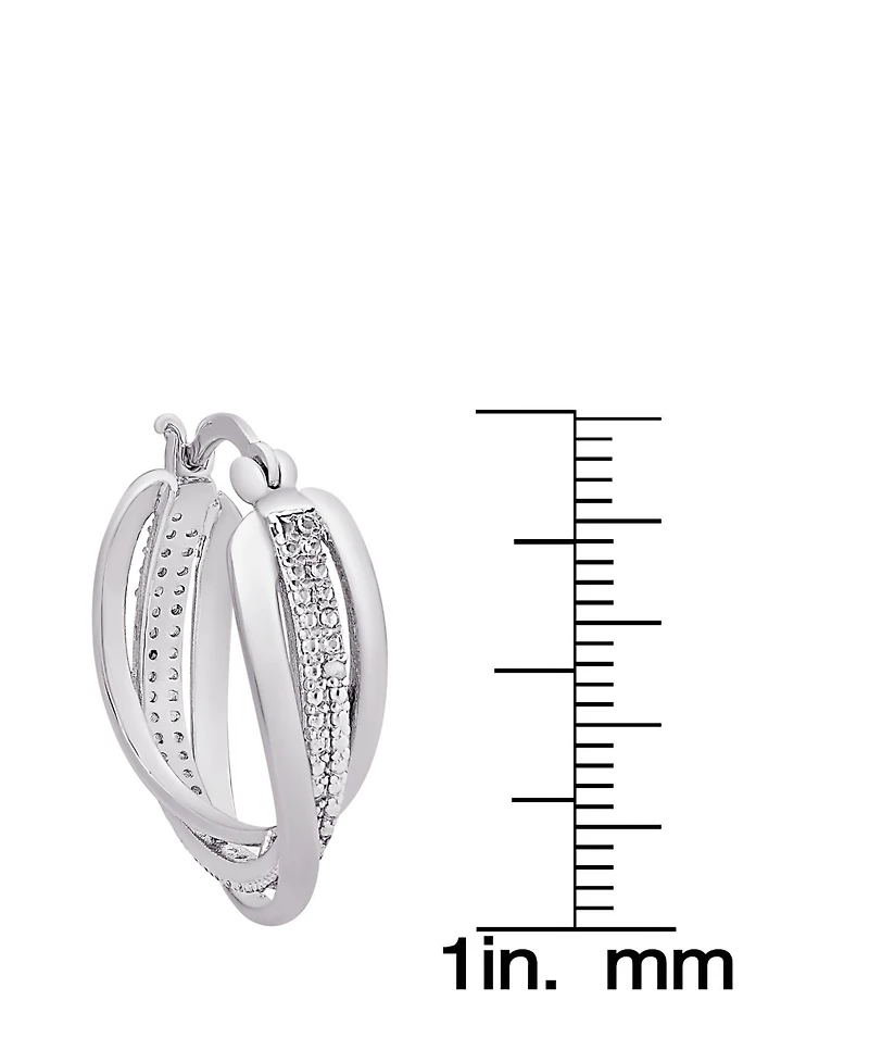 Macy's Diamond Accent Silver-plated Twist Hoop Earrings