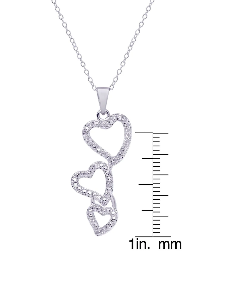Macy's Diamond Accent Silver-plated Triple Heart Pendant Necklace