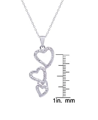 Macy's Diamond Accent Silver-plated Triple Heart Pendant Necklace