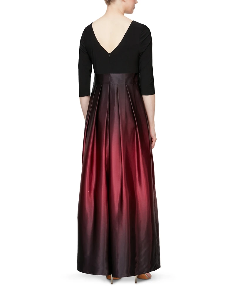 Sl Fashions Women's 3/4-Sleeve Ombre Gown