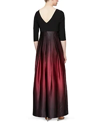 Sl Fashions Women's 3/4-Sleeve Ombre Gown