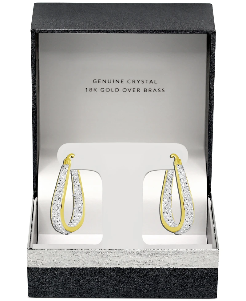 And Now This Crystal & Out Teardrop Hoop Earrings Silver Plate, Gold-Plate or Rose Gold Plate