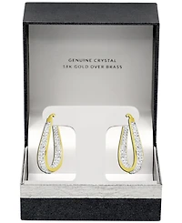 And Now This Crystal & Out Teardrop Hoop Earrings Silver Plate, Gold-Plate or Rose Gold Plate