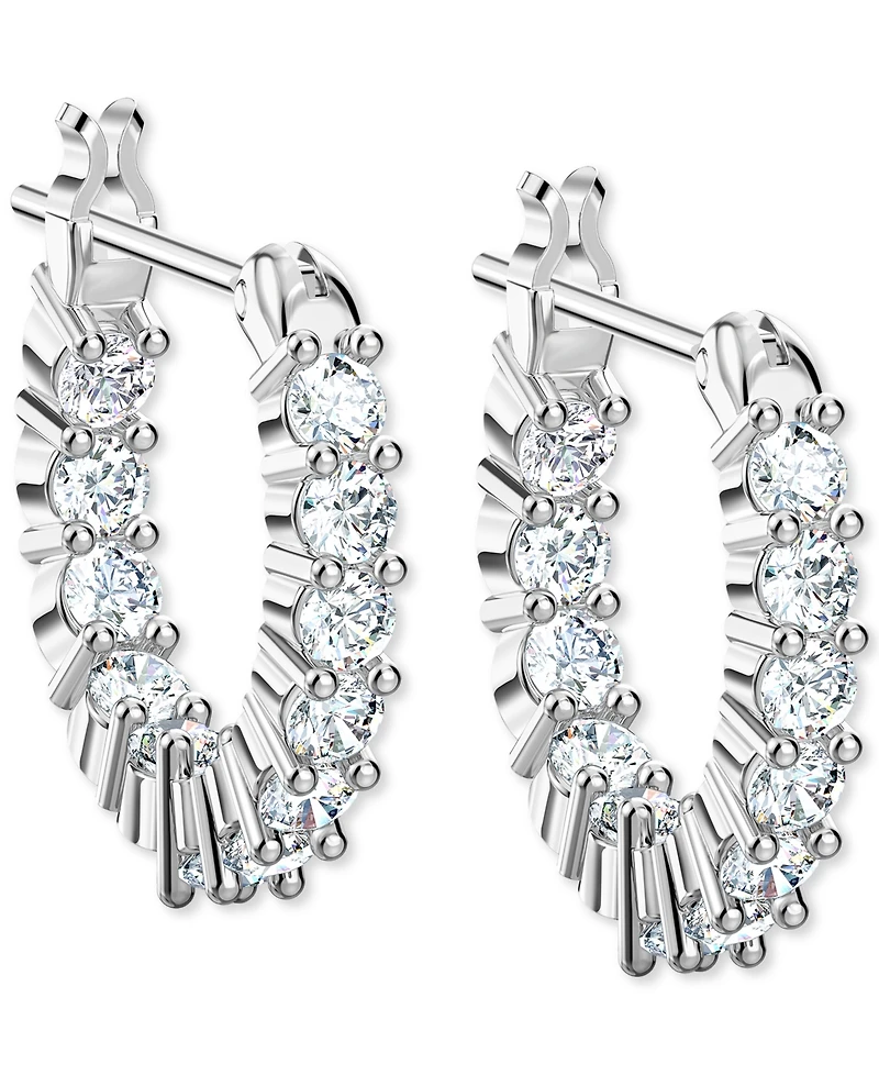 Swarovski Silver-Tone Extra-Small Crystal Hoop Earrings, 0.50"