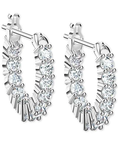 Swarovski Silver-Tone Extra-Small Crystal Hoop Earrings, 0.50"
