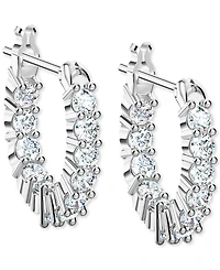 Swarovski Silver-Tone Extra-Small Crystal Hoop Earrings, 0.50"