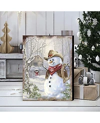 Designocracy by Dona Gelsinger Cowboy Snowman Wooden Block