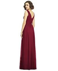 Dessy Collection Plus Sleeveless Draped Chiffon Maxi Dress with Front Slit