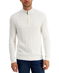 Club Room Men's Cable Knit Quarter-Zip Cotton Sweater, Created for Macy's
