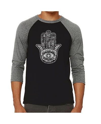 La Pop Art Hamsa Men's Raglan Word T-shirt