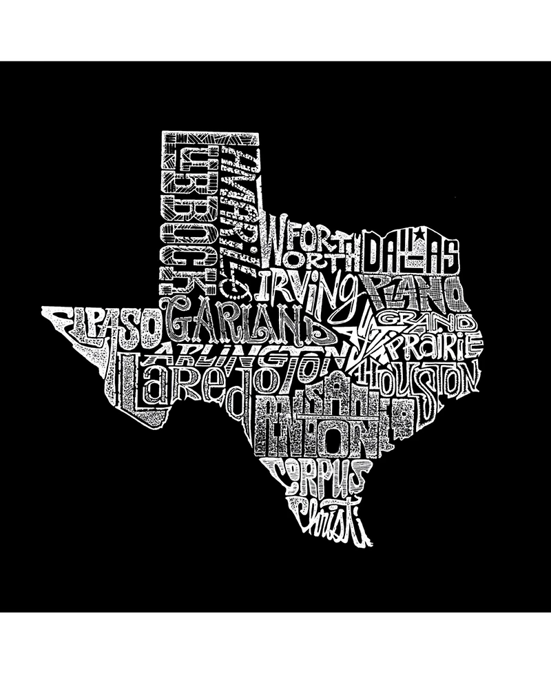 La Pop Art The Great State of Texas Men's Raglan Word T-shirt
