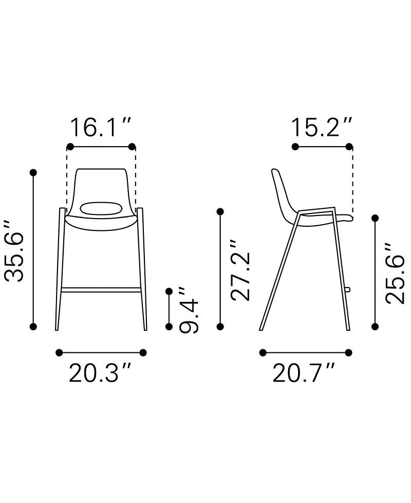 Zuo Desi Counter Chair, Set of 2