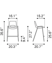 Zuo Desi Counter Chair, Set of 2