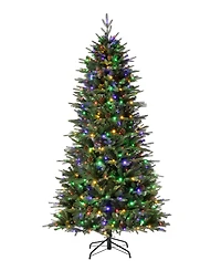Glitzhome 7ft Pre-Lit Green Fir Artificial Christmas Tree with 500 Led Lights, Multi-color, remote controller