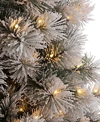 Glitzhome 7.5' Pre-Lit Snow Flocked Artificial Spruce Christmas Tree with 650 Warm Lights