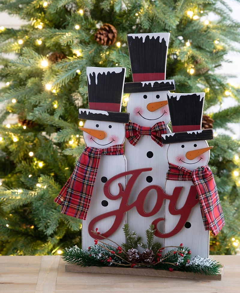 Glitzhome Wooden Snowman Family Table or Standing Decor