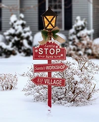 Glitzhome Wooden Christmas Yard Stake with Led Light