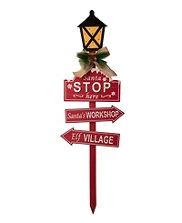 Glitzhome Wooden Christmas Yard Stake with Led Light