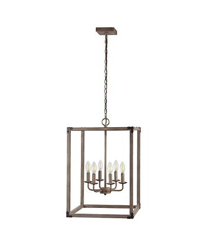 Jonathan Y Magnolia 6-Light Adjustable Rustic Farmhouse Led Pendant