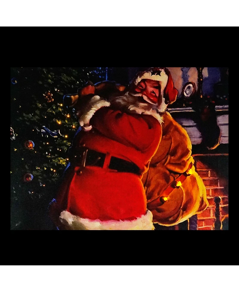 Northlight Led Lighted Jolly Santa Claus with Bag Of Gifts Christmas Canvas Wall Art