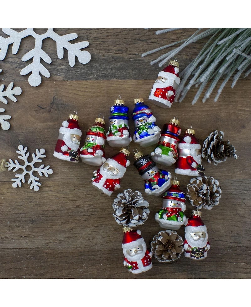 Northlight Winter Snowmen and Santa Claus Figurine Glass Christmas Ornament