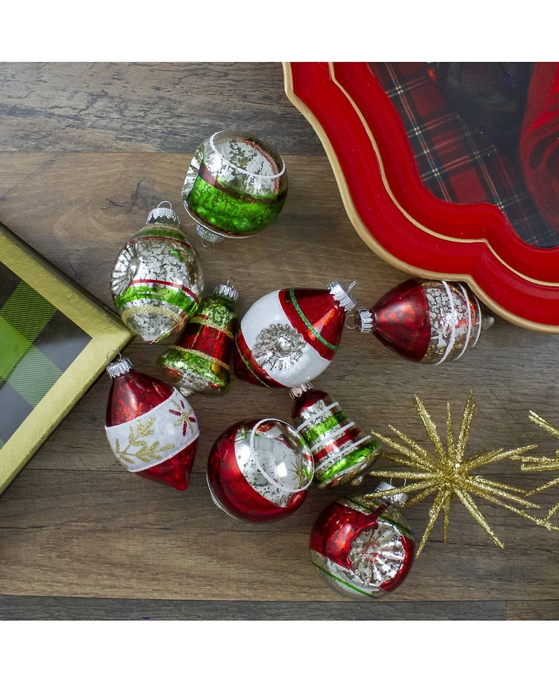 Northlight 9 Count Finish Glass Christmas Finial Ornaments