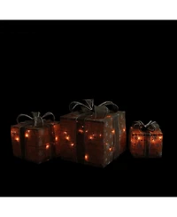 Northlight Lighted Natural Snowflake Burlap Gi Boxes Christmas Outdoor Decorations