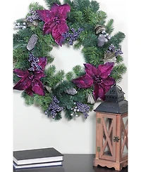 Northlight Unlit Poinsettia and Pine Cone Artificial Christmas Wreath