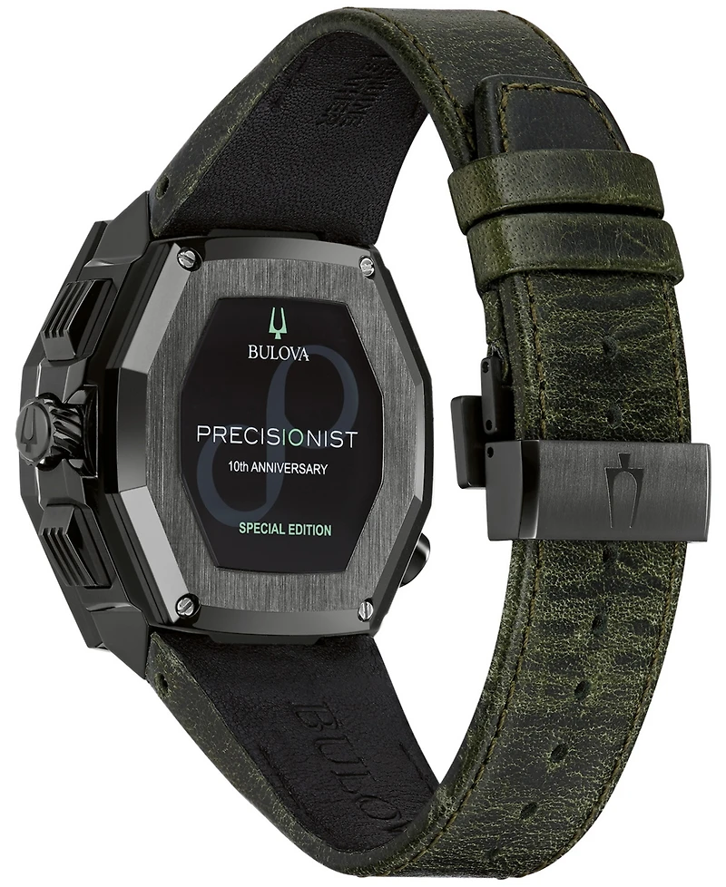 Bulova Men's Precisionist Chronograph Green Leather Strap Watch 44.7x46.8mm, A Special Edition
