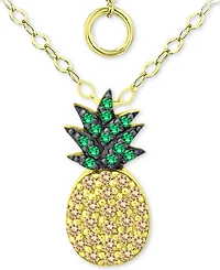 Giani Bernini Cubic Zirconia Pineapple Pendant Necklace in 18k Gold-Plated Sterling Silver, 16" + 2" extender, Created for Macy's