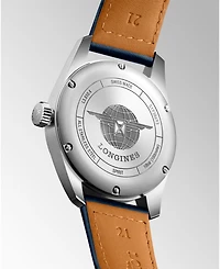 Longines Men's Automatic Spirit Stainless Steel Chronometer Blue Leather Strap Watch 40mm