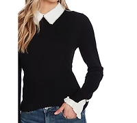CeCe Women's Peter-Pan Collar Pullover Long Sleeve Sweater