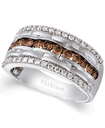 Le Vian Chocolatier Men's Diamond Multi-Row Ring (1-1/3 ct. t.w.) in 14k White Gold