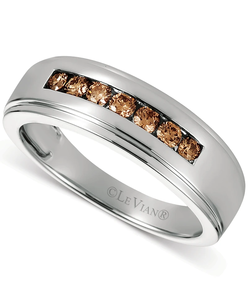 Le Vian Chocolatier Men's Chocolate Diamond Band (3/8 ct. t.w.) in 14k White Gold