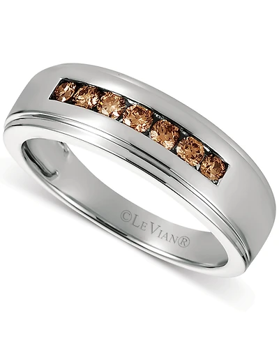Le Vian Chocolatier Men's Chocolate Diamond Band (3/8 ct. t.w.) in 14k White Gold