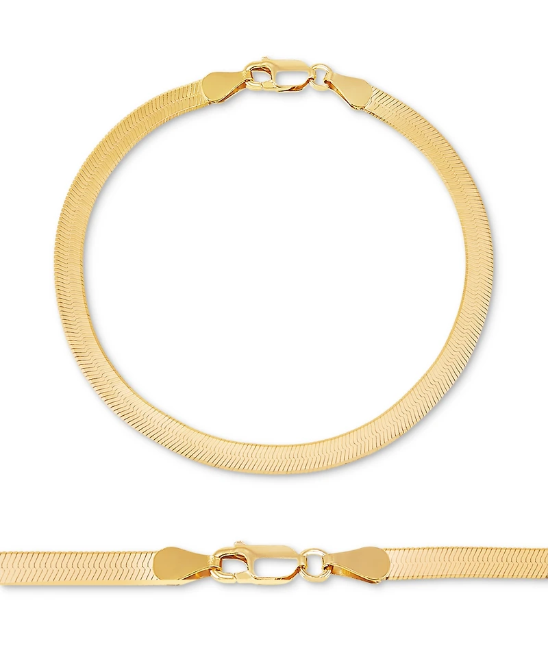 Men's 2-Pc. Set Herringbone Chain Necklace & Matching Bracelet in 14k Gold-Plated Sterling Silver & Sterling Silver