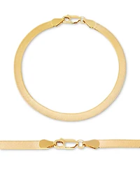 Men's 2-Pc. Set Herringbone Chain Necklace & Matching Bracelet in 14k Gold-Plated Sterling Silver & Sterling Silver