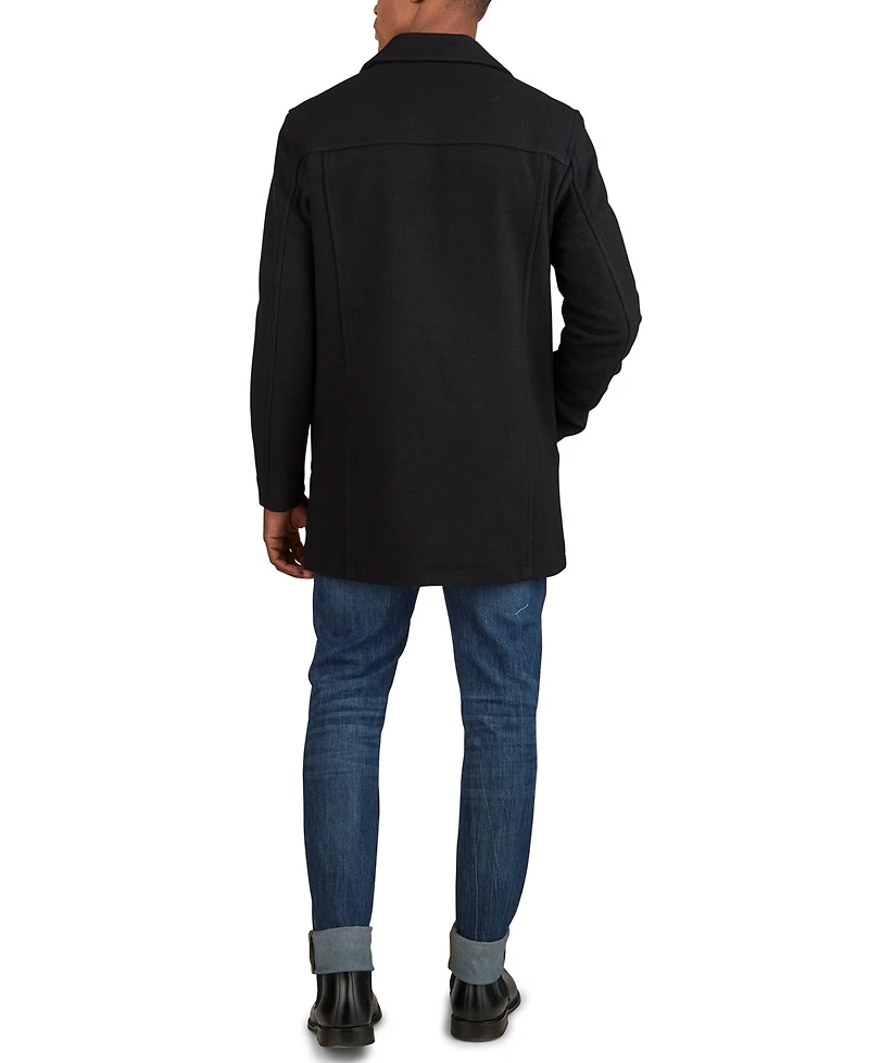 Cole Haan Men's Classic-Fit Car Coat with Faux-Leather Trim