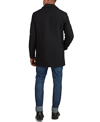 Cole Haan Men's Classic-Fit Car Coat with Faux-Leather Trim