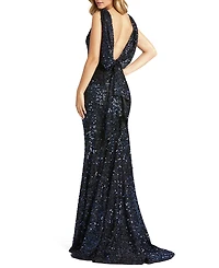 Women's Ieena Sequined Sleeveless Draped Cowl Back Gown