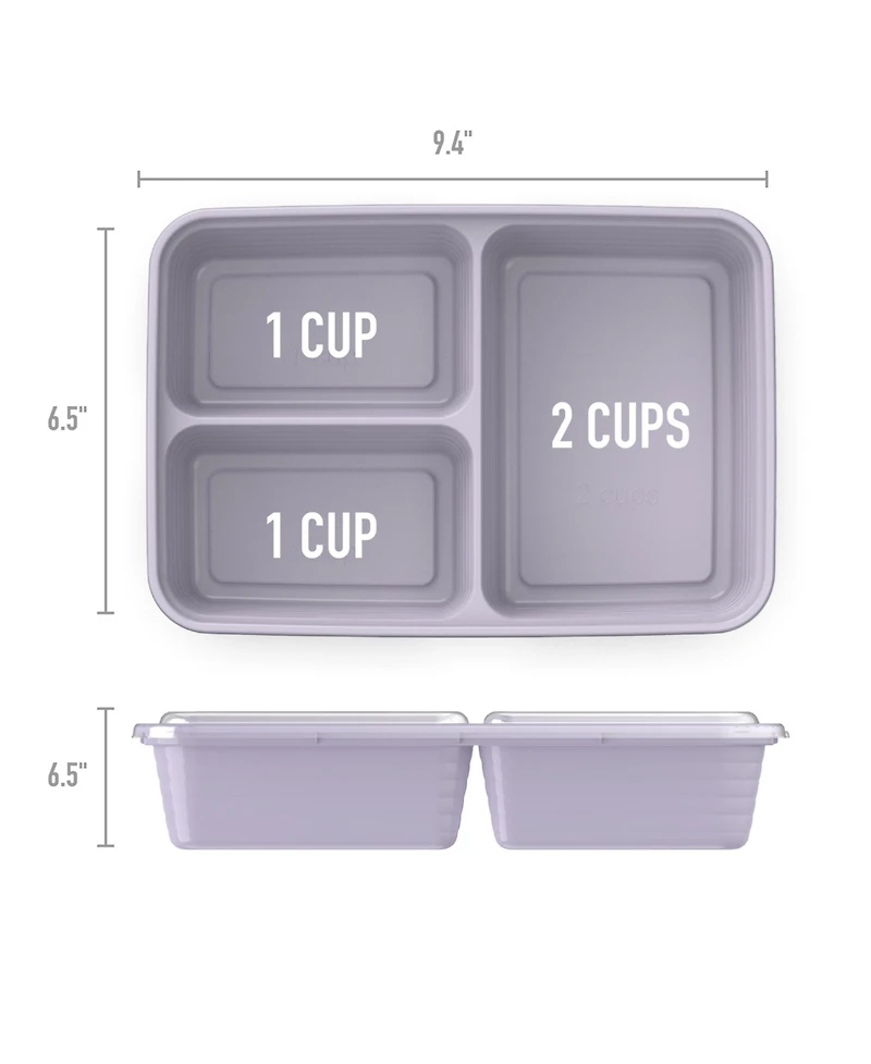 Bentgo Food Prep 3-Compartment Storage Containers, Pack of 10