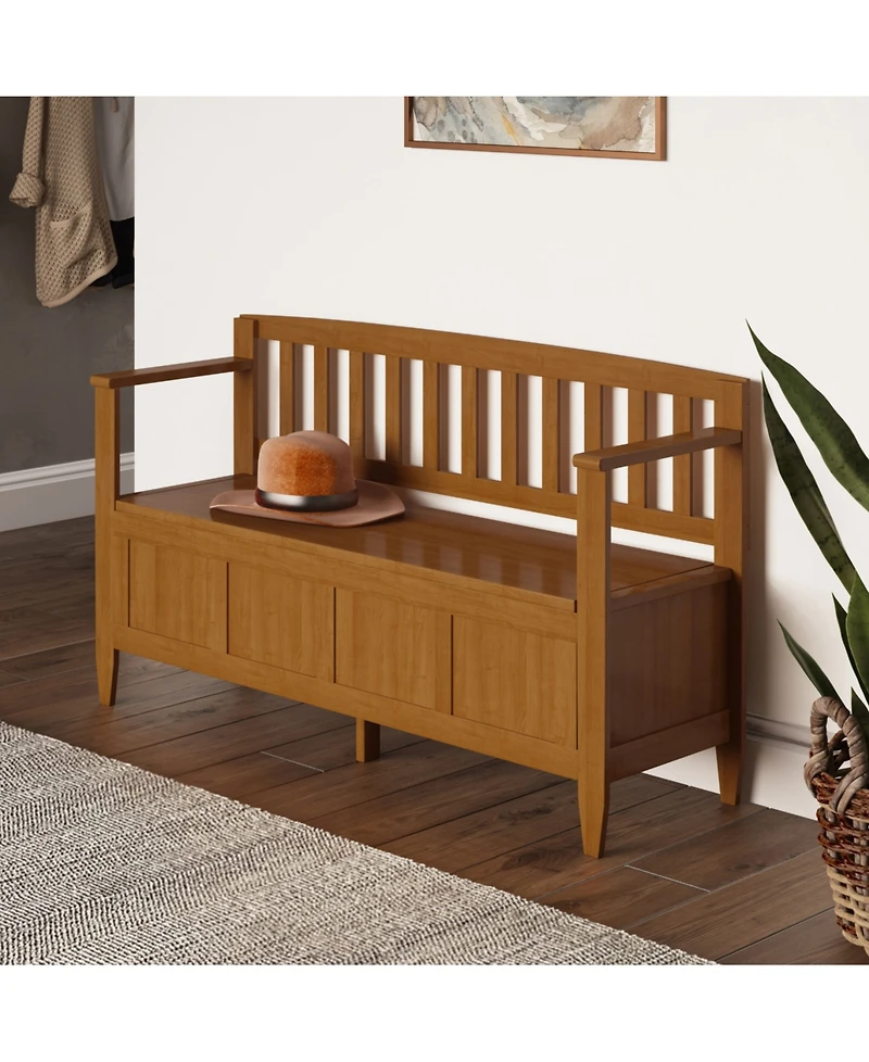 Simpli Home Brooklyn Solid Wood Entryway Storage Bench